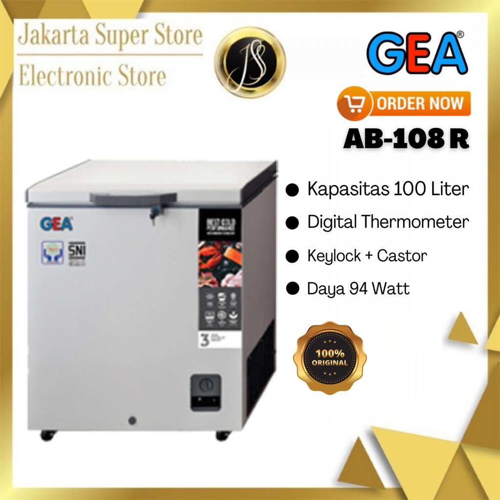 Jual GEA CHEST FREEZER BOX AB108 R KAPASITAS 100 LITER Shopee Indonesia