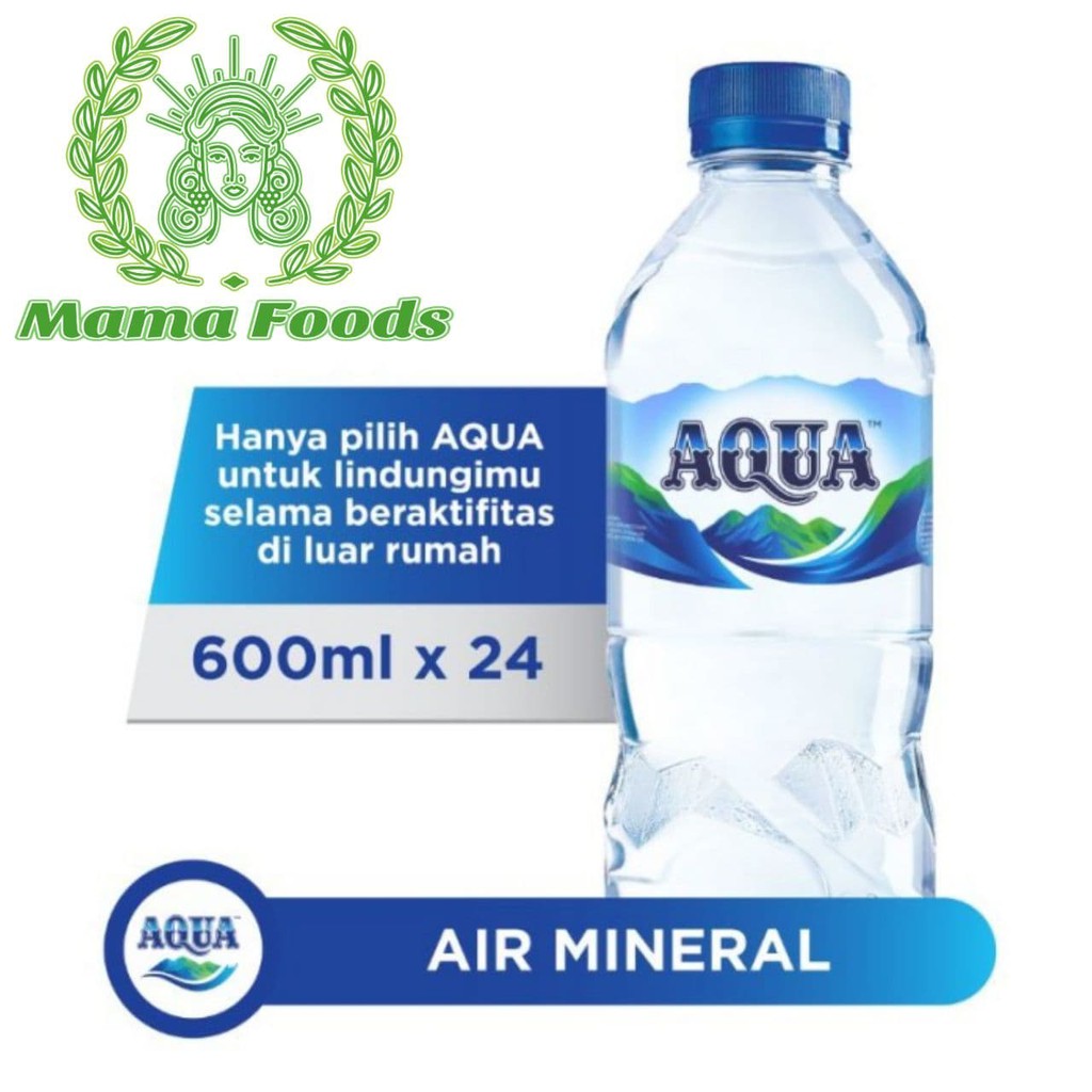 Air Minum AQUA 600ml Kemasan Mineral Botol Tanggung Sedang