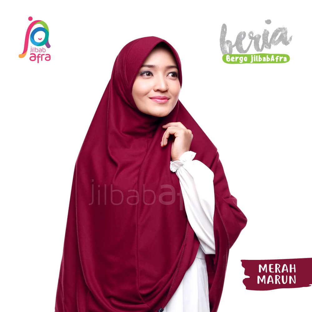 Jilbab Beria Merah Marun Bergo Jilbab Afra Hijab Instan Bahan Kaos