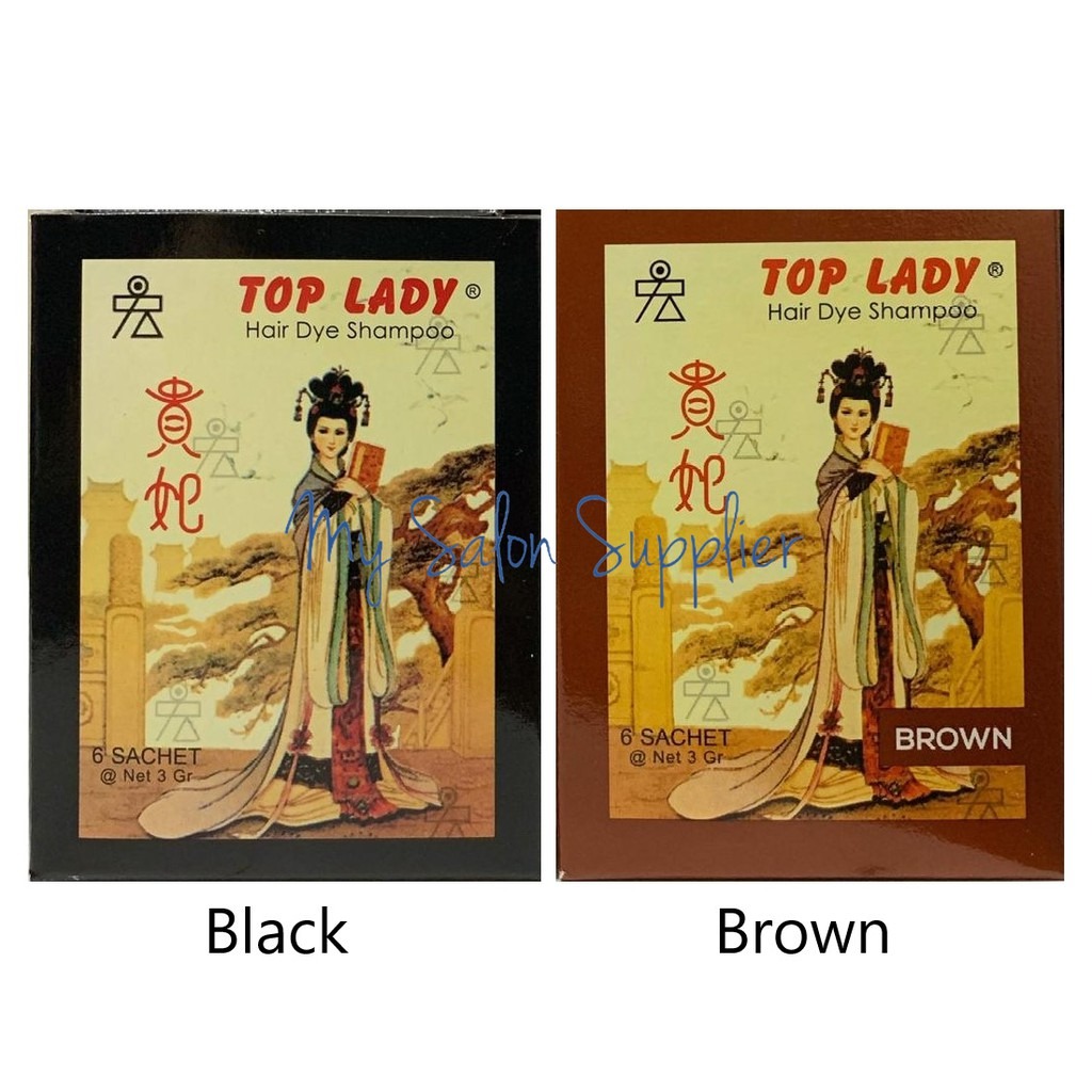 Jual Shampo Semir Rambut Warna Coklat - Top Lady Isi 6 Sachet Brown Colour | Shopee Indonesia