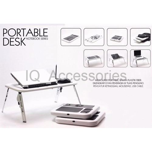 Jual T04 Portable Compact Desk With Fan Cup Holder Mouse Pad Pen