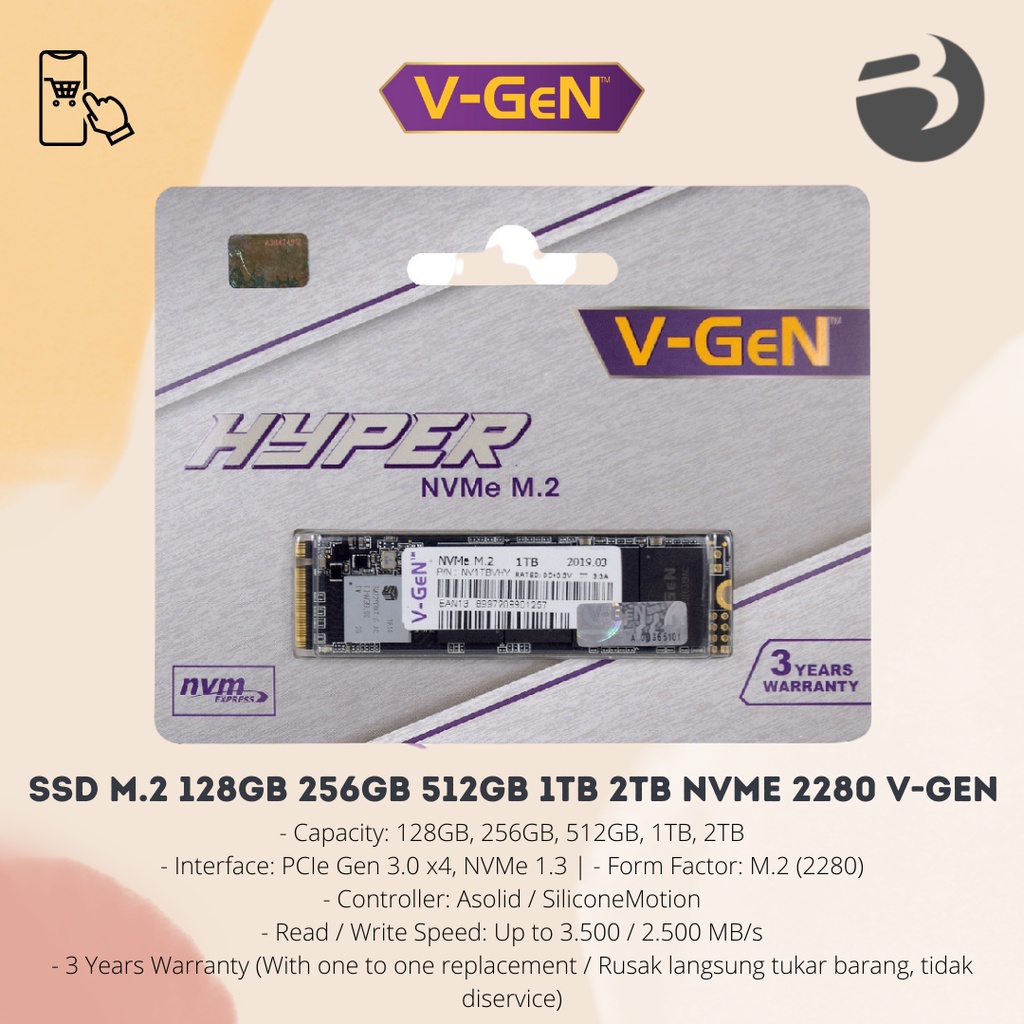 Jual SSD M.2 128gb 256gb 512gb 1tb 2tb NVMe 2280 VGeN Solid State