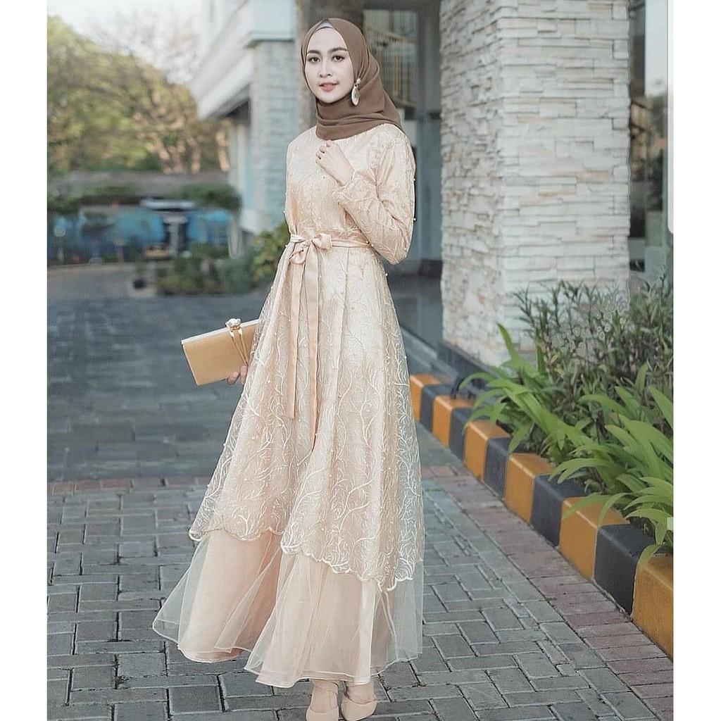 35+ Trend Terbaru Gamis Brokat Terbaru 2020 Di Shopee Naana Banaana