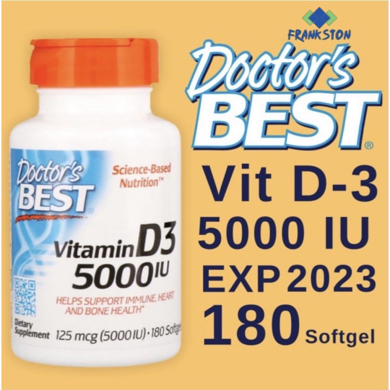 Vitamin D3 5000 IU (125mcg) Doctors Best isi 180 & 360 Ori USA Suplemen