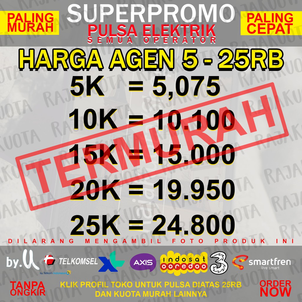 Pulsa Reguler All Operator 5000 25000 Telkomsel Simpati Xl Axis