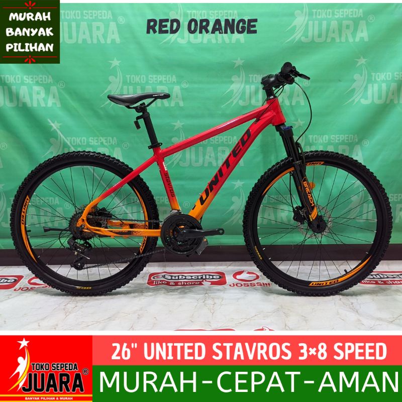 Jual Sepeda Gunung United Stavros Hidrolik 3×8 Speed Mtb 26 Inch Indonesia|Shopee Indonesia
