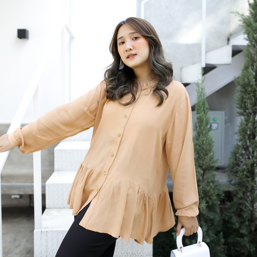 Ruffle Blouse (Atasan Wanita Bahan Crinkle) Shopee Indonesia