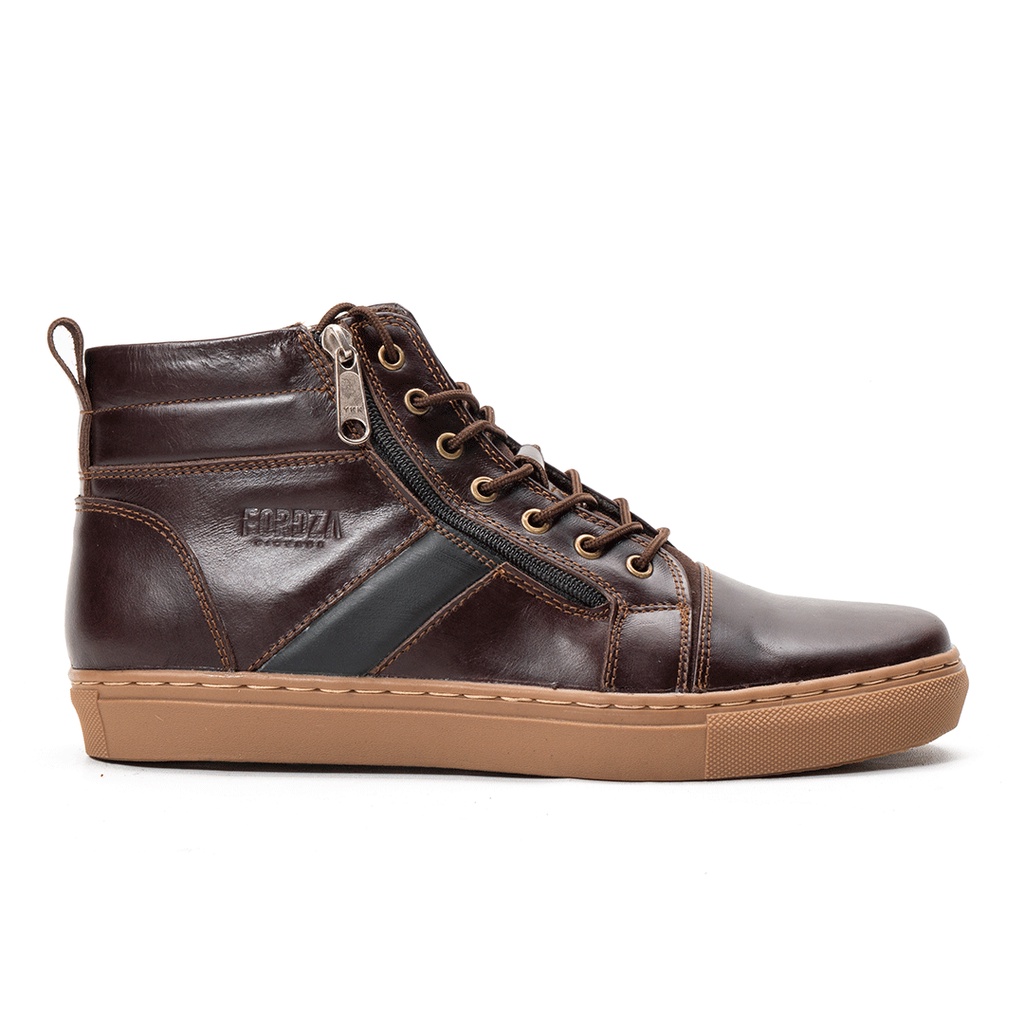 Jual Sepatu Sneakers Pria Zipper Casual Kulit Asli Original High Top 7 Hole Tali Q704 | Shopee Indonesia