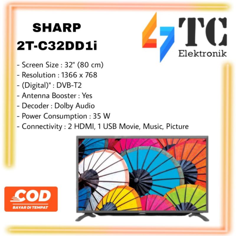 Jual SHARP LED TV 32 Inch HD Digital TV 2TC32DD1i Shopee Indonesia