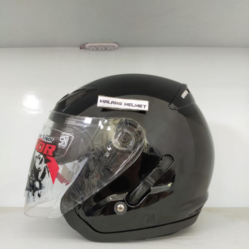 Jual Helm JPX Half Face JP 01 Solid Black Glossy (Ongkir Termurah 2kg