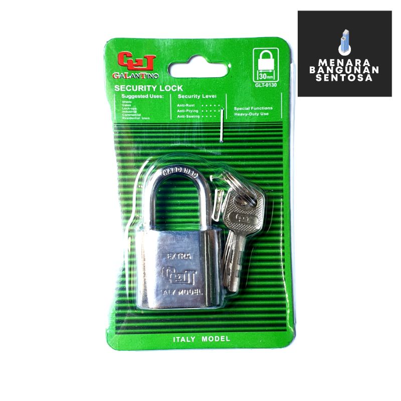 Gembok Putih Leher Pendek 30 mm GLT / Hendso Chrome