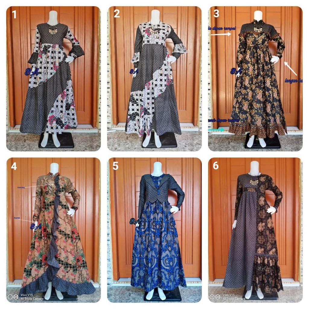 30 Gamis Batik Kombinasi Rempel, Yang Modis!