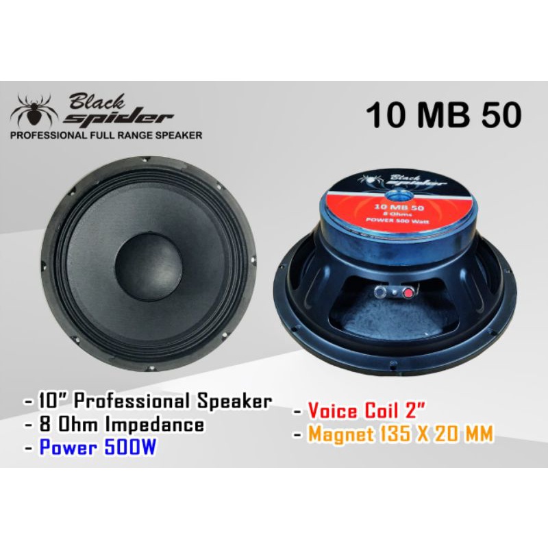 Jual speaker 10" blackspider 10 mb 50 spiker 10inchi fullrange spiker