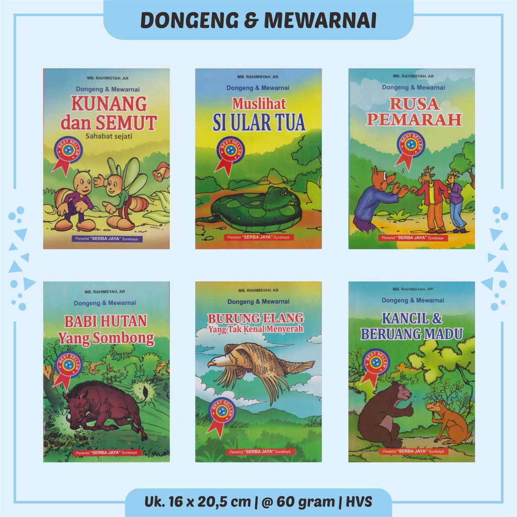 BUKU ANAK DONGENG DAN MEWARNAI KUNANG &amp; SEMUT, MUSLIHAT SI ULAR TUA, RUSA  PEMARAH | Shopee Indonesia