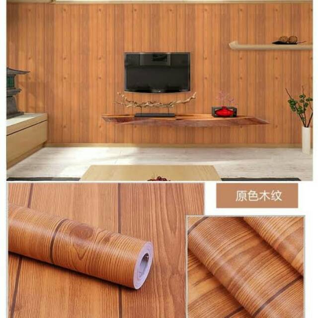 Jual Wallpaper Dinding Kamar Ruang Tamu Motif Kayu Warna Coklat Garis Hitam | Shopee Indonesia