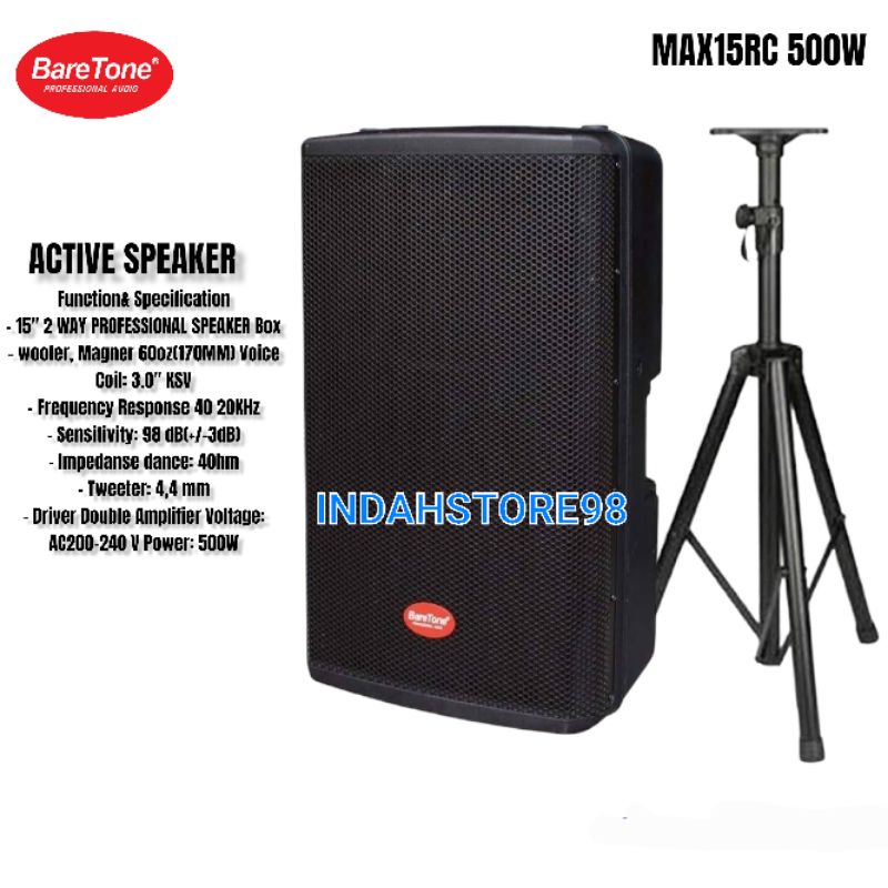 Jual Speaker Aktif 15 Inch Baretone Max15RC Profesional Sound System Monitor Control Outdoor