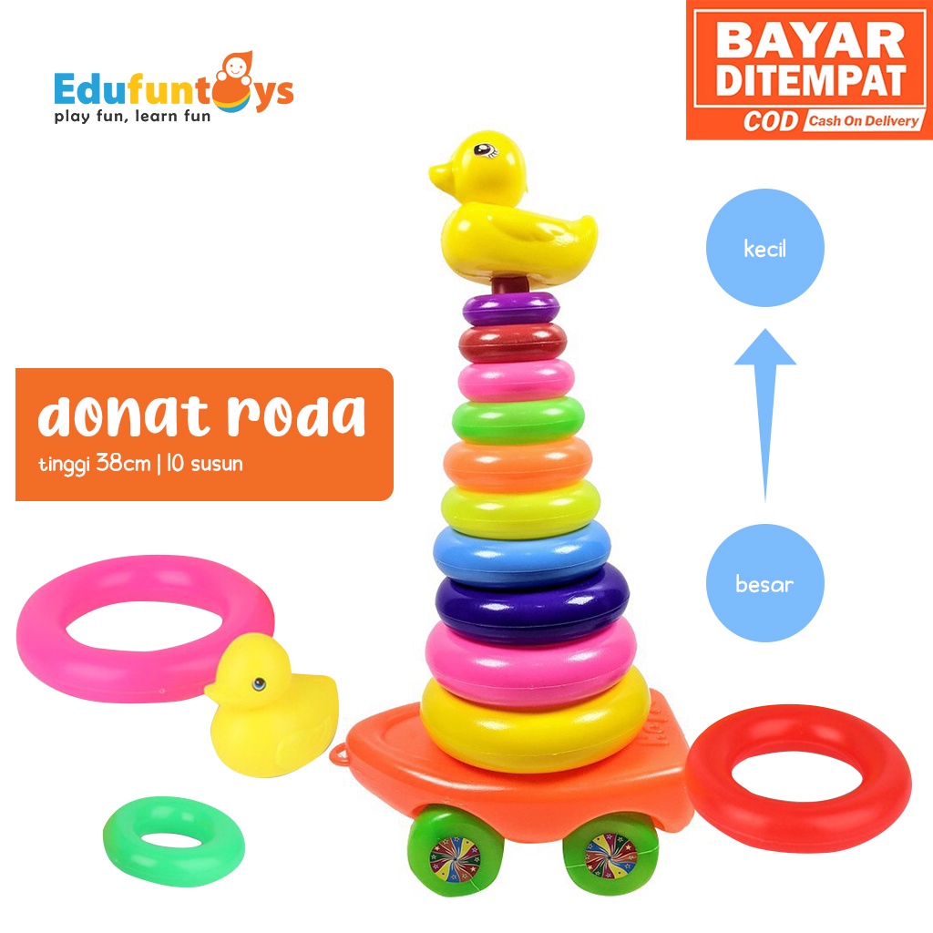 Edufuntoys RINGS ON THE WHEELS/ ring donat susun /Anak susun 10 ring