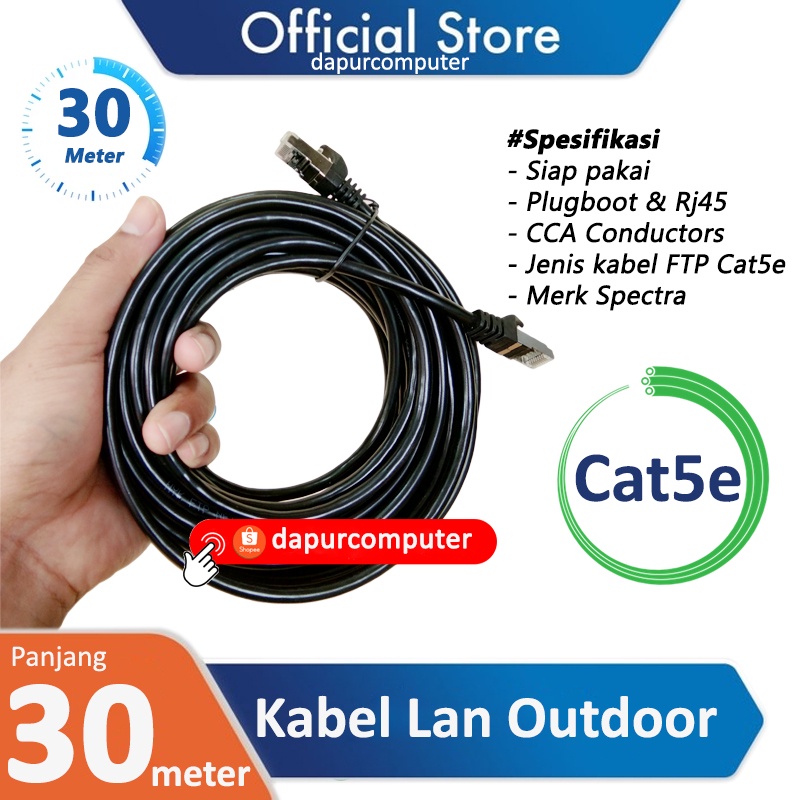 Jual Kabel Lan 30 Meter Outdoor Ftp Cat5E Spectra Wifi Internet Terbaik Siap Pakai Murah | Shopee Indonesia