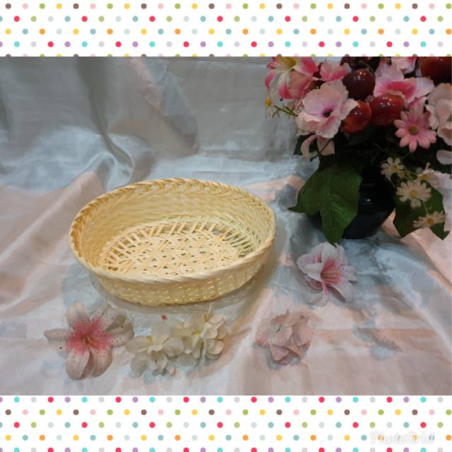 K27M Keranjang kecil oval anyaman bambu M 19x15x6cm hampers parcel
