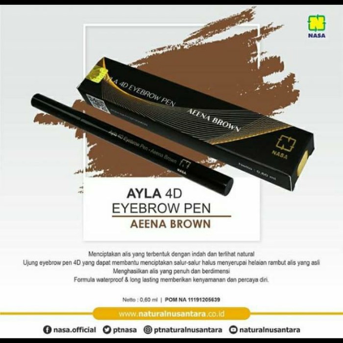 Jual Ayla 4D Eyebrow Aeena Brown Coklat / Pensil Alis Nasa | Shopee Indonesia