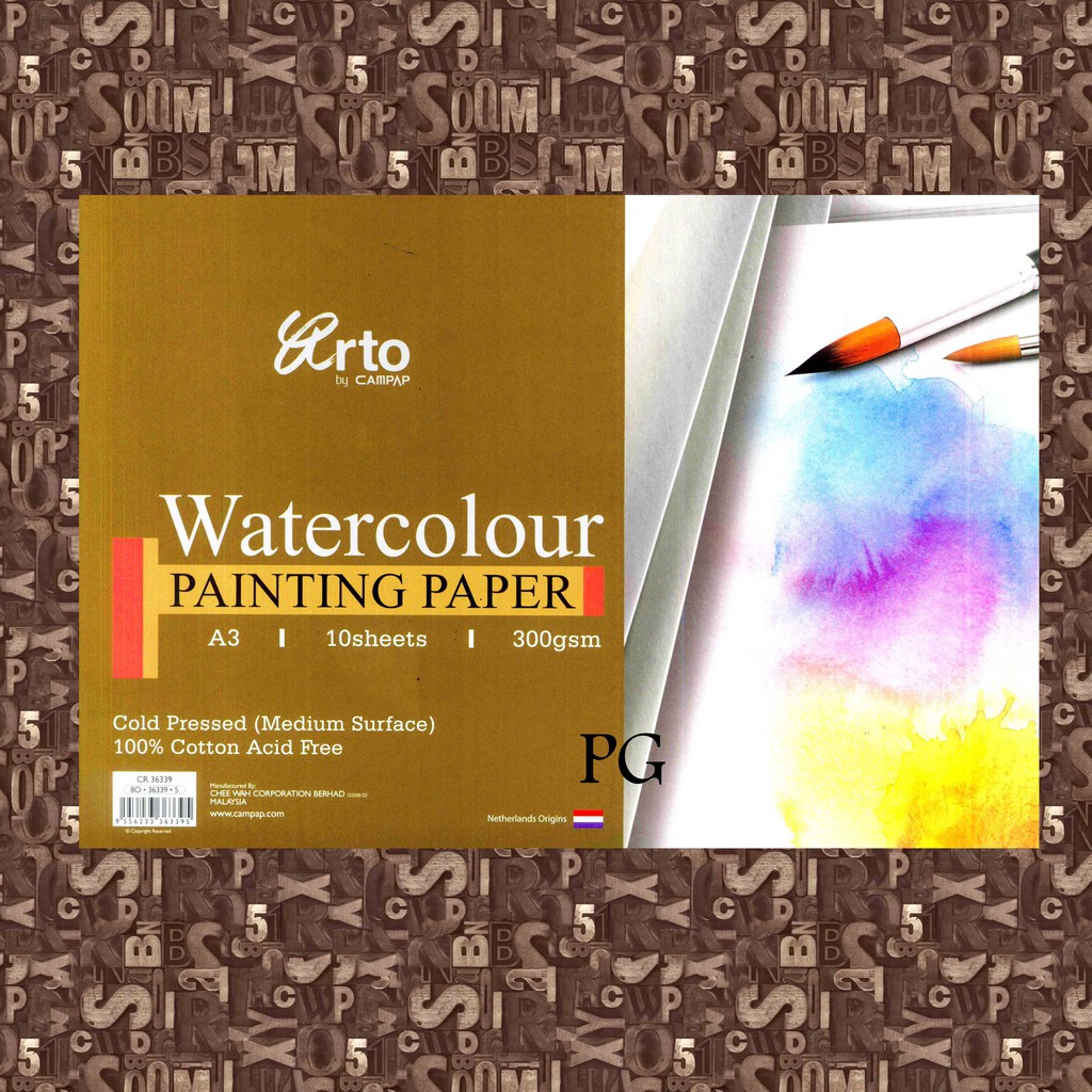 Arto Cotton A3 300 Gsm Watercolour Painting Paper Kertas Gambar Media Cat  Air Kapas 300gsm 10 Lembar | Shopee Indonesia