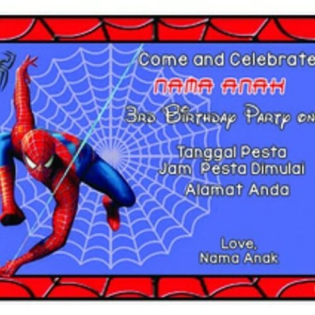 Kartu Undangan Ulang Tahun Marvel Spiderman / SpiderMan