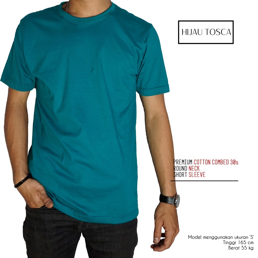 Naga Clothing Baju Kaos Polos Hijau Toska Tua 1000 Cotton Combed 30s