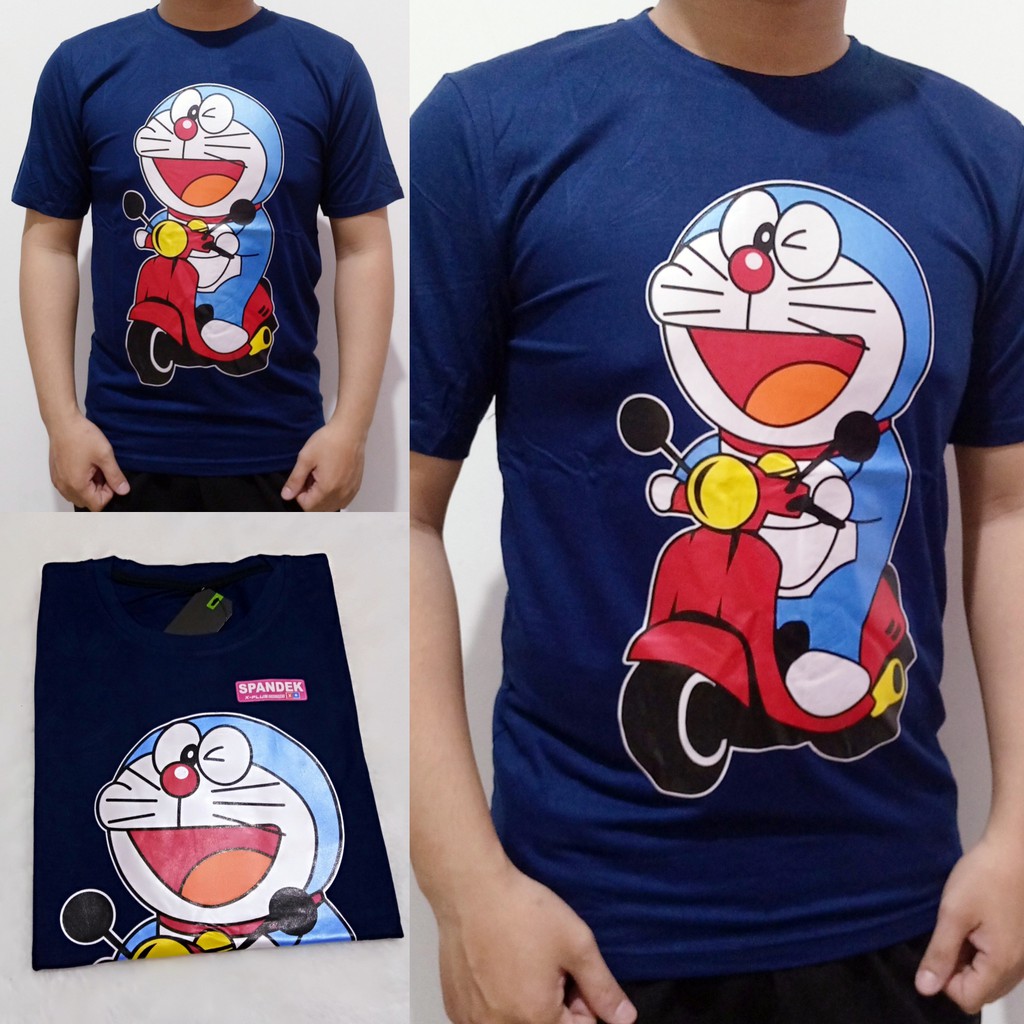 KAOS DISTRO PRIA ANIME DORAEMON VESPA NAVY 1449 Shopee Indonesia