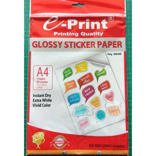 Jual Kertas sticker ePrint Glossy Sticker Paper 135gsm 20 lembar