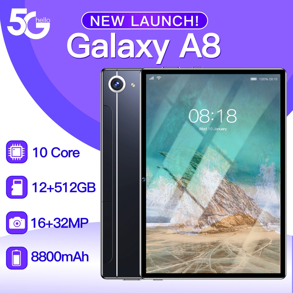 Jual 2022 Tablet Murah 5G Baru A8 Tablet 12GB+512GB Tablet Pembelajaran
