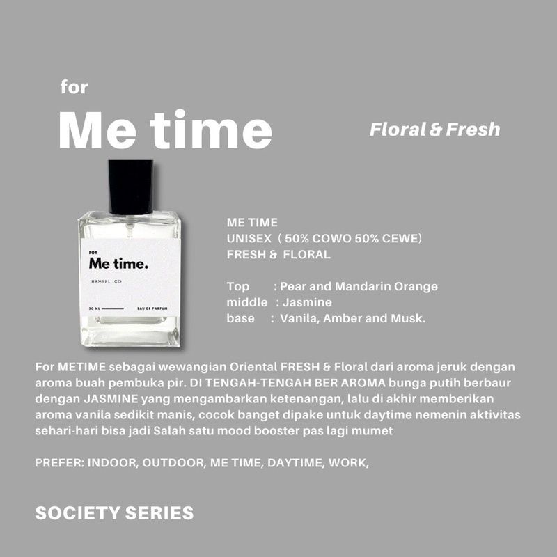 Jual Hambel Parfume For Me Time Society Series Parfume Local (NEW
