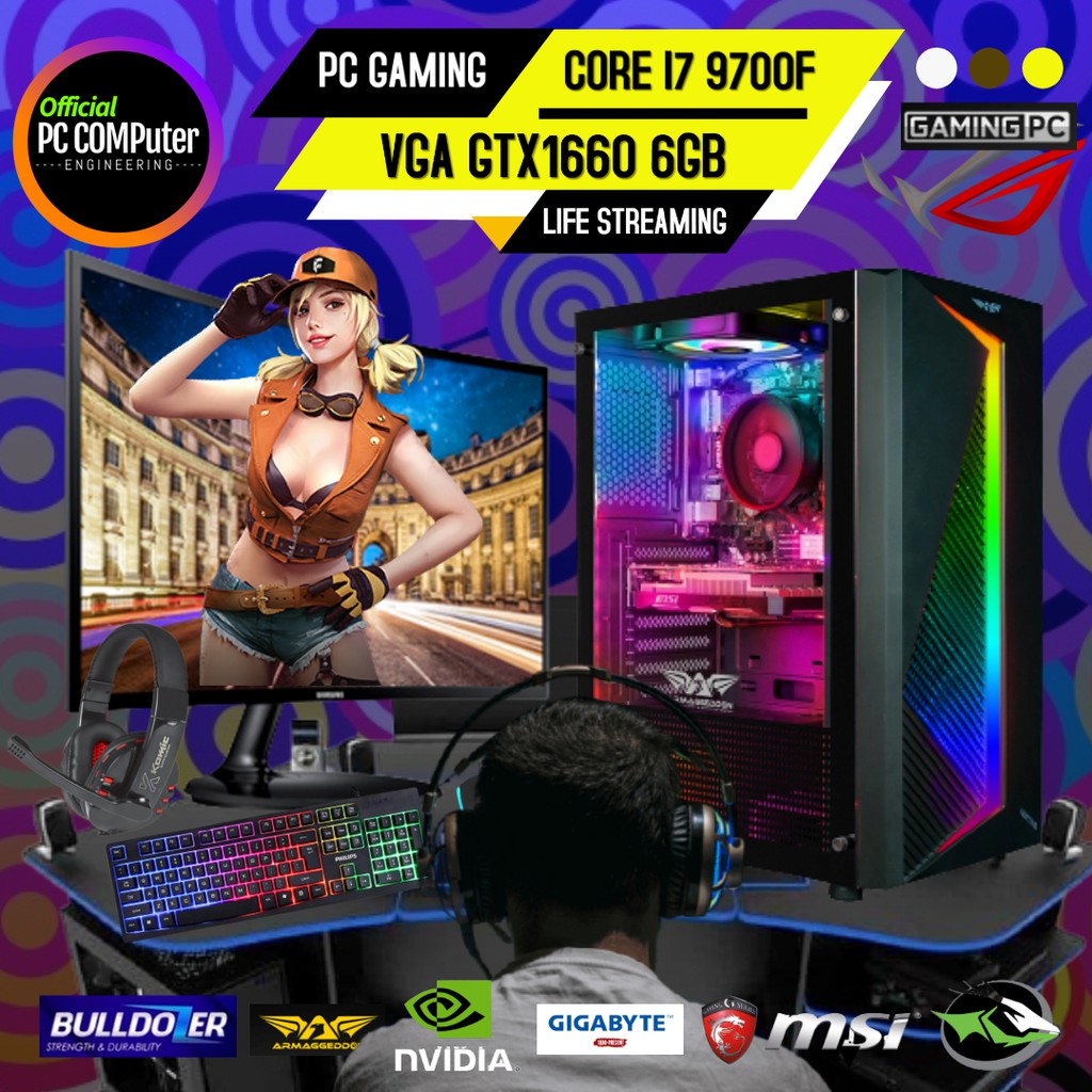 Jual PC gaming editing fullset CORE i7 9700F VGA GTX1660 6GB DDR6 RAM