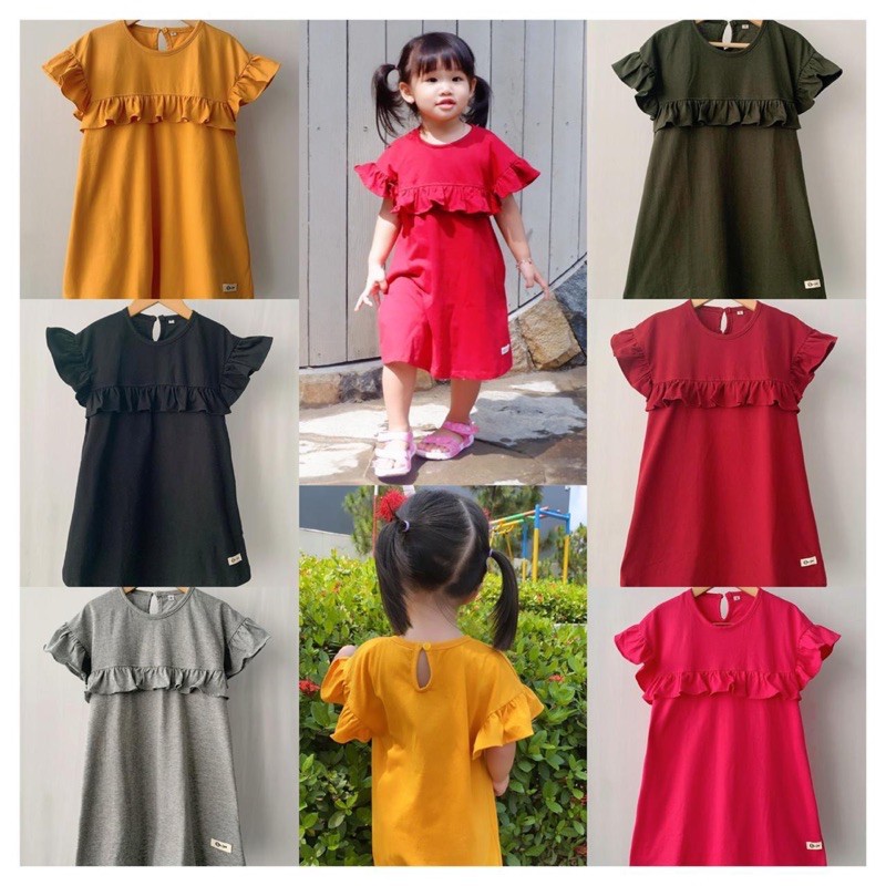 DRESS RUFFLE SMILE ANAK SIZE 15 Tahun dress anak polos
