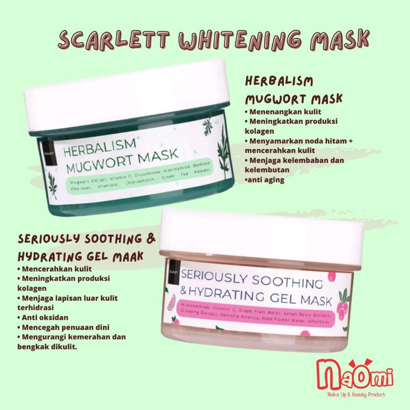Jual Masker Mugwort Scarlett Whitening Herbalism Mugwort Mask