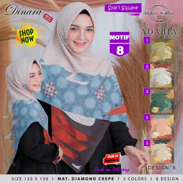Jilbab Segi Empat Big Size Dinara Jumbo Syari Diamond Crepe Motif 4 By