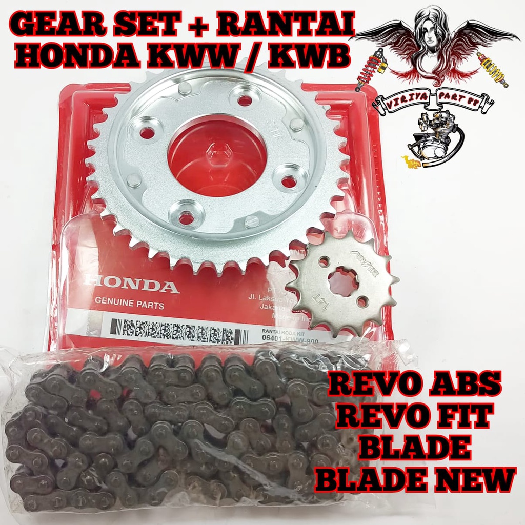 Jual GEAR SET PLUS RANTAI DRIVE CHAIN KIT HONDA KWW / KWB KUALITAS ASLI ORIGINAL HONDA PRESISI
