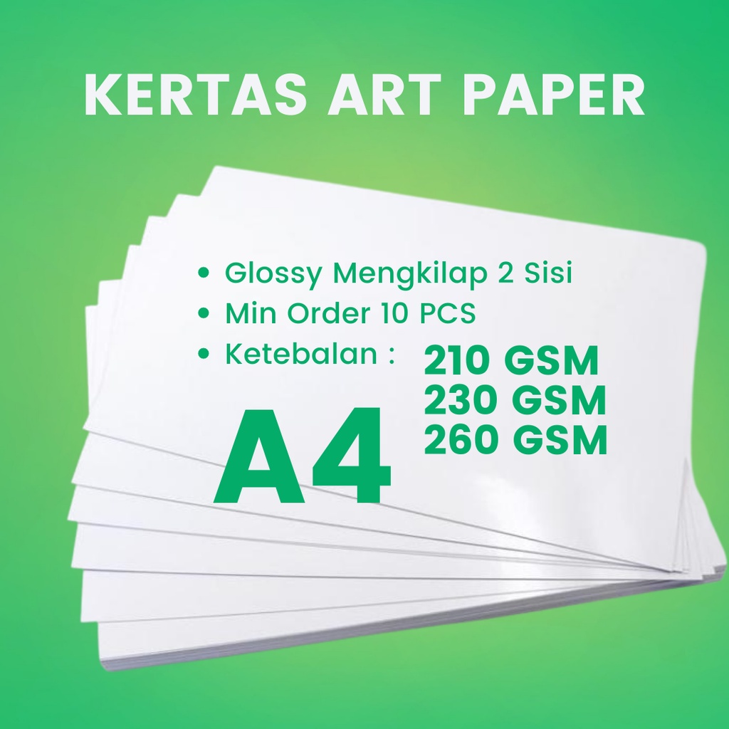 Jual Kertas Art Paper Art Carton 210 230 260 gsm Glossy A4 F4 Shopee