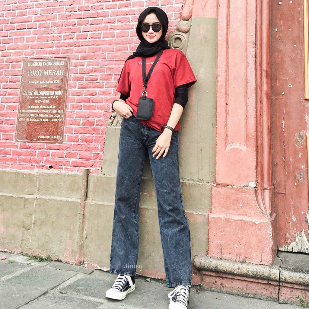 JINISO Highwaist Loose Jeans 812 822 HANGOVER Shopee Indonesia