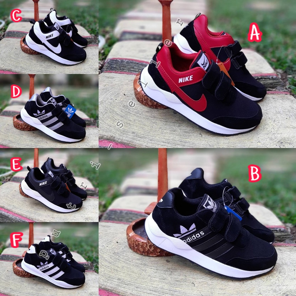 SEPATU SEKOLAH ANAK HITAM PEREKAT ADIDAS NEI KIDS BLACK