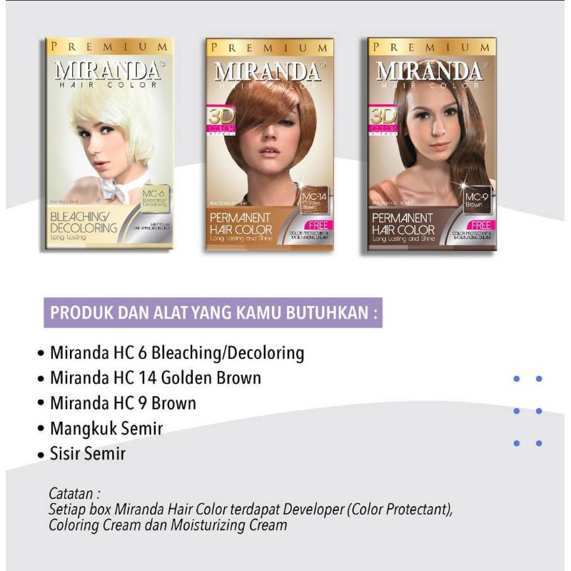 Jual Paket Miranda Caramel Crame (Warna Coklat Keemasan, Coklat Dan Bleaching) | Shopee Indonesia
