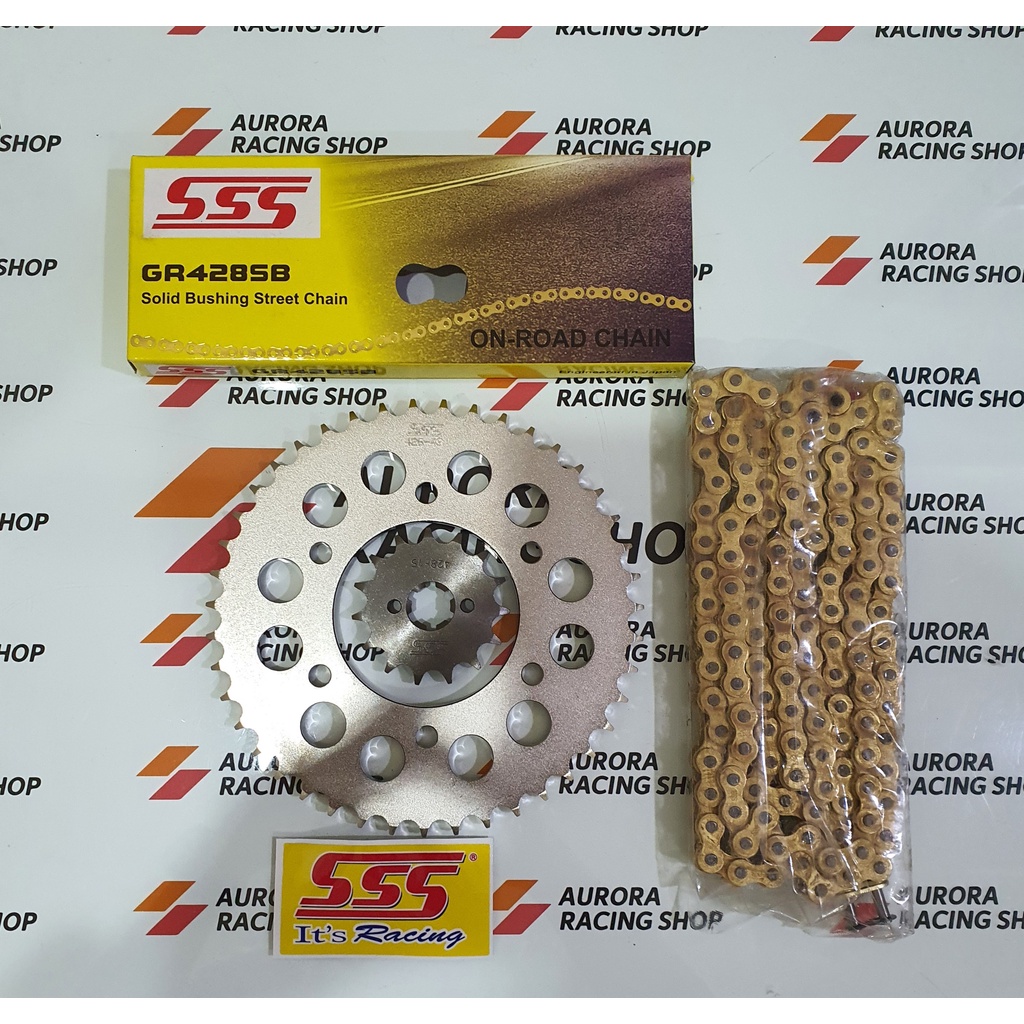 Jual Gear Set SSS Ninja 150 R / SS / RR & Rantai SSS 428 SB Gold