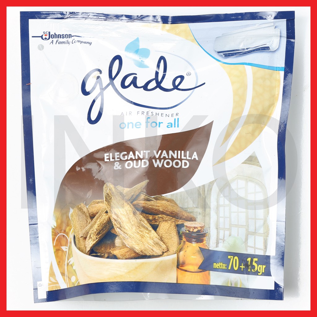 Jual GLADE ONE FOR ALL ELEGANT VANILLA OUD WOOD AIR FRESHENER POUCH
