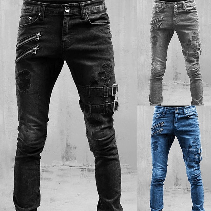 Jual Straight Jeans Men High Waist Jean Spring Summer Boyfriend Jeans Streetwear Skinny Cacual Designer L | Shopee Indonesia