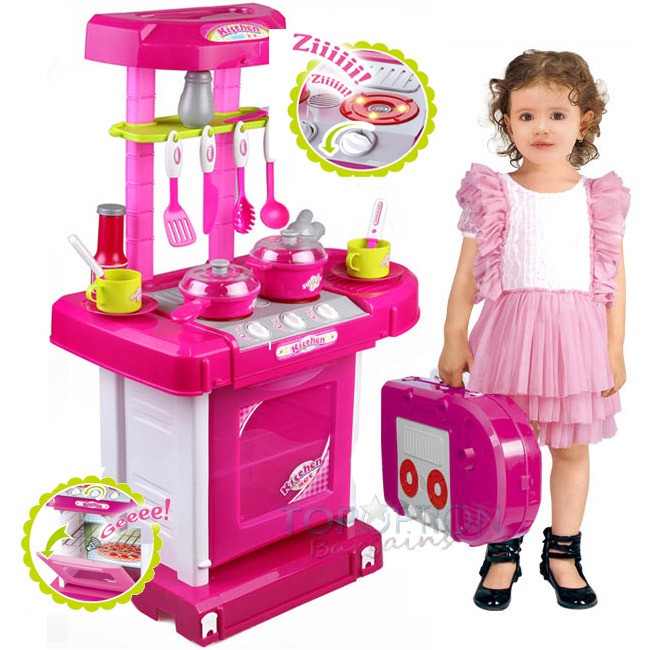 Jual Kado Mainan Anak Perempuan Peralatan Dapur Masak Masakan Set Koper Masakan Unik / Kitchen Set Koper Pink Mainan Anak ( Best Seller) | Shopee Indonesia