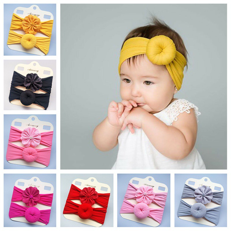 Superseller 2Pcs Bandana Bayi / Anak Perempuan Desain Donat untuk Pesta