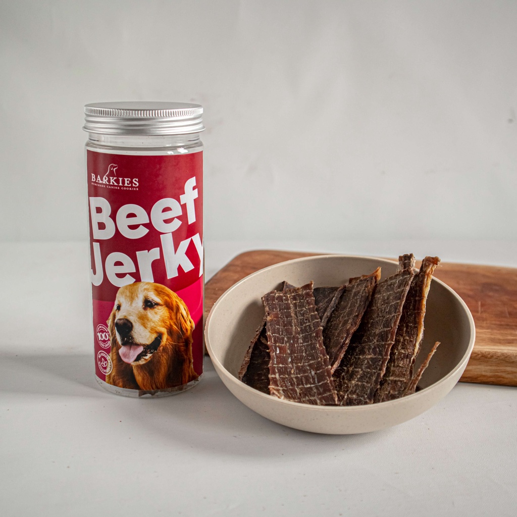 Jual Barkies Homemade Beef Jerky Dog Snack Cemilan Anjing Sehat (50gr
