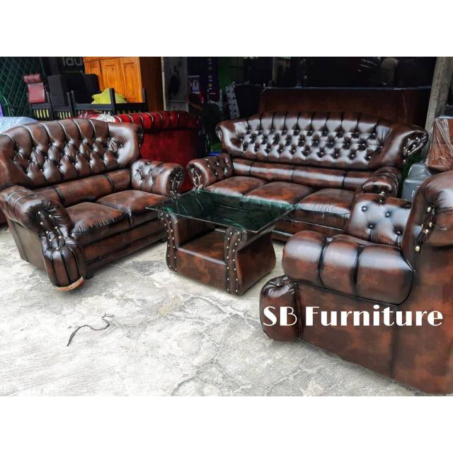 Jual Sofa Tamu King Jaguar Warna Coklat Limited Edition Mewah Fulset Kaca Meja | Shopee Indonesia