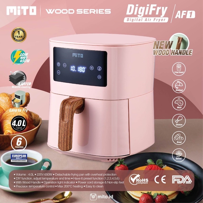 Jual Mito Af1 Digital Air Fryer 4 Liter Low Watt - Airfryer Digifry Af 1  Indonesia|Shopee Indonesia