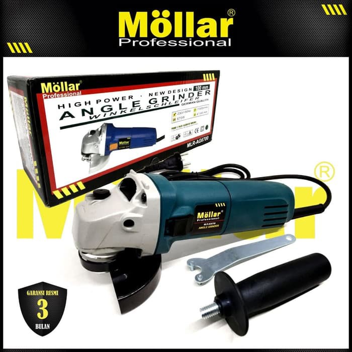 MOLLAR AG6700 Mesin Gerinda Tangan 100 mm Angle Grinder 670 Watt Shopee Indonesia