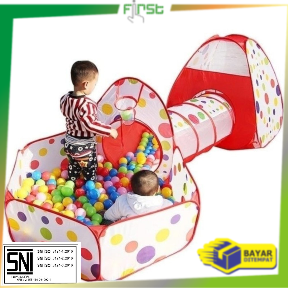 Jual *Cod* Fh-M6 Mainan Tenda Anak Terowongan 4In1 + Kolam + Ring Basket Mainan Keranjang Mandi Bola Anak | Shopee Indonesia